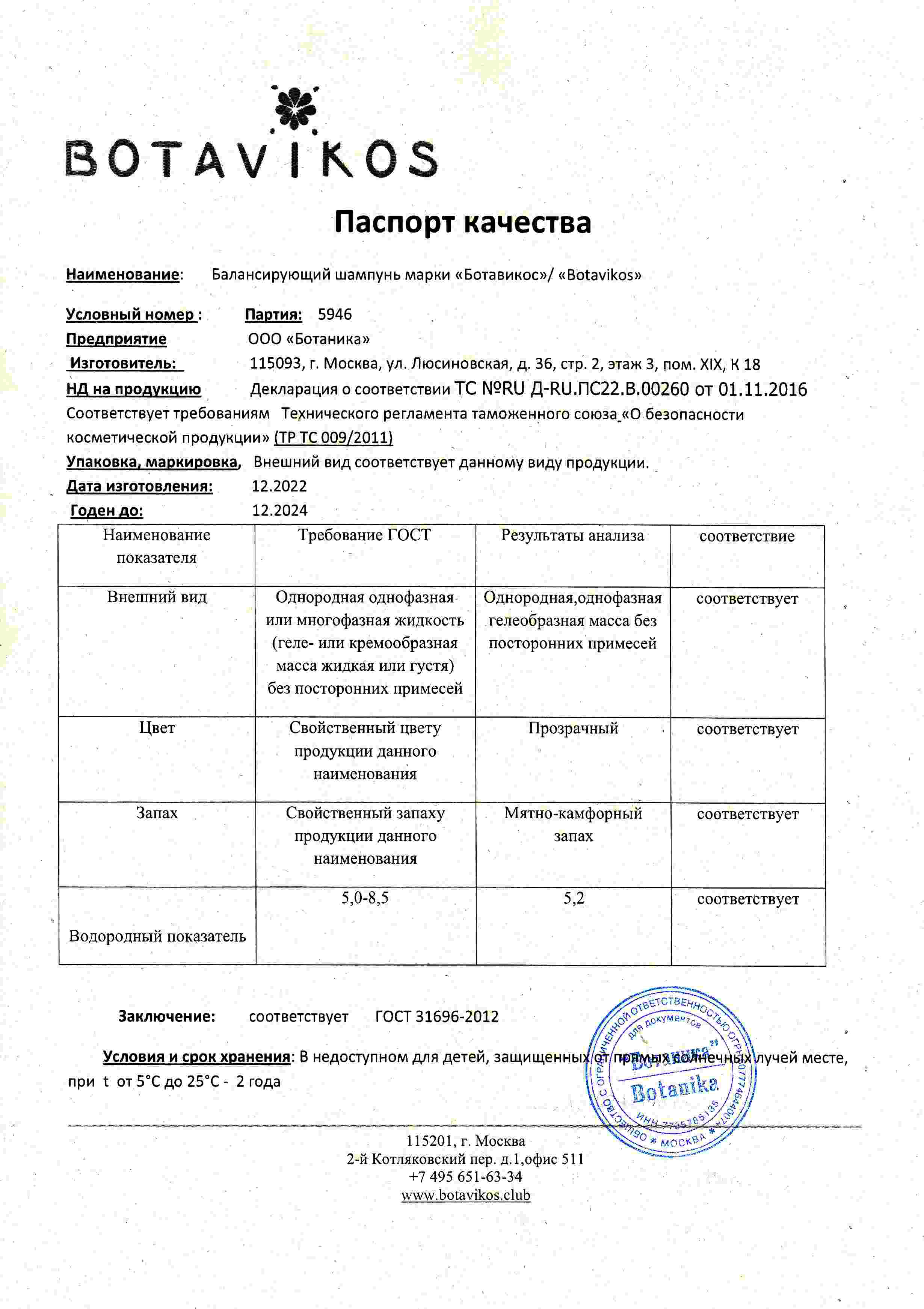 Паспорт №122022